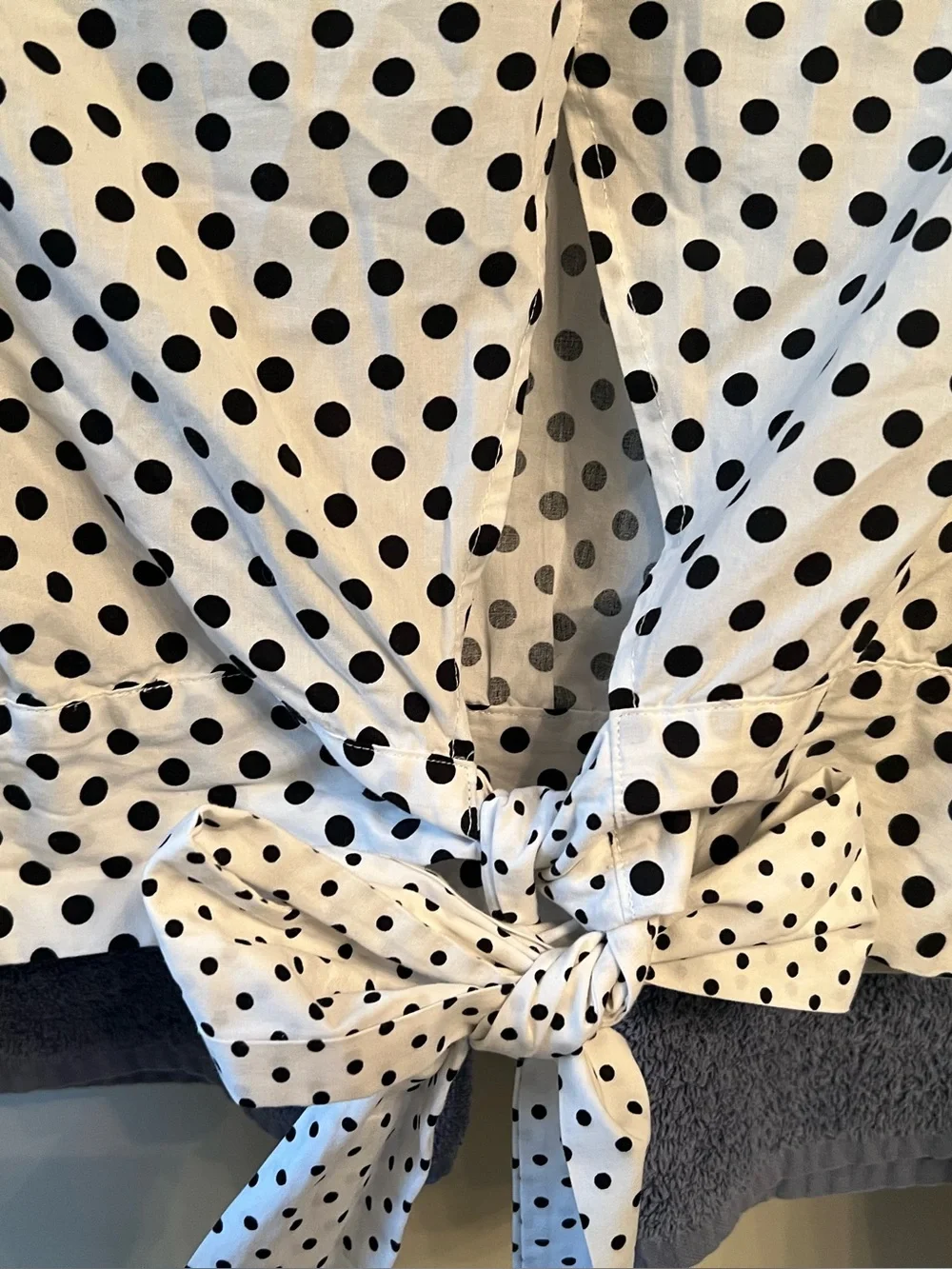 Zara Polka Dot Tie-Back Crop Top - White/Black size X-Small